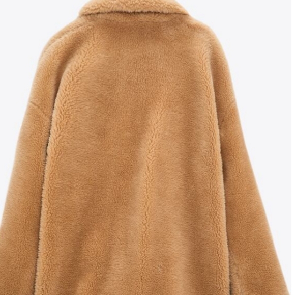 ZARA beige fleece coat size Medium - Picture 4 of 16